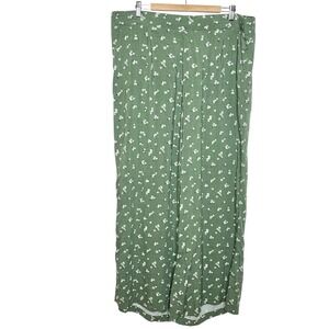 Torrid Daisy Floral Print Pants Green Womens 3X Wide Leg Cottagecore Pull On